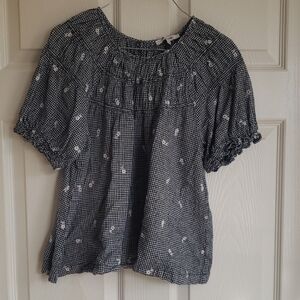 Madewell Black and White Checkered Blouse